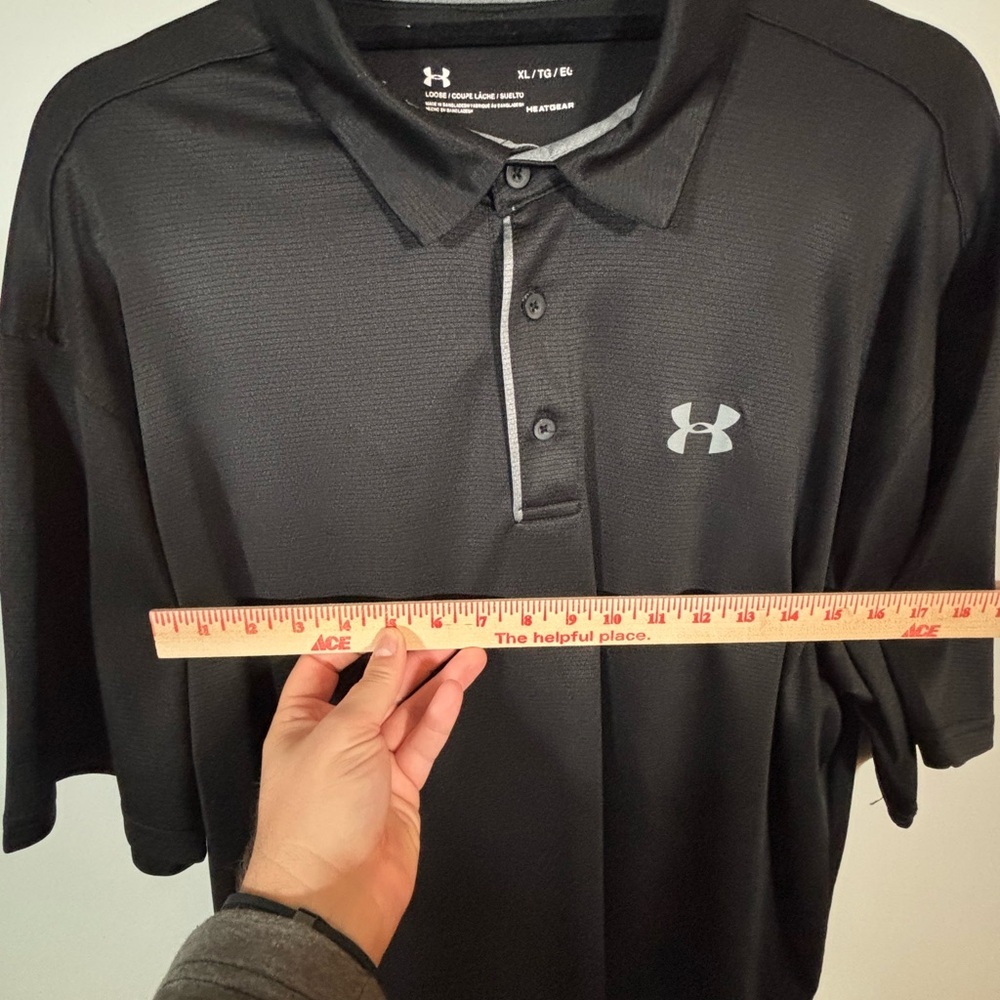 Under Armour HeatGear Black Polo Shirt Men’s XL Loose Fit Moisture Wicking Golf - Picture 7 of 9